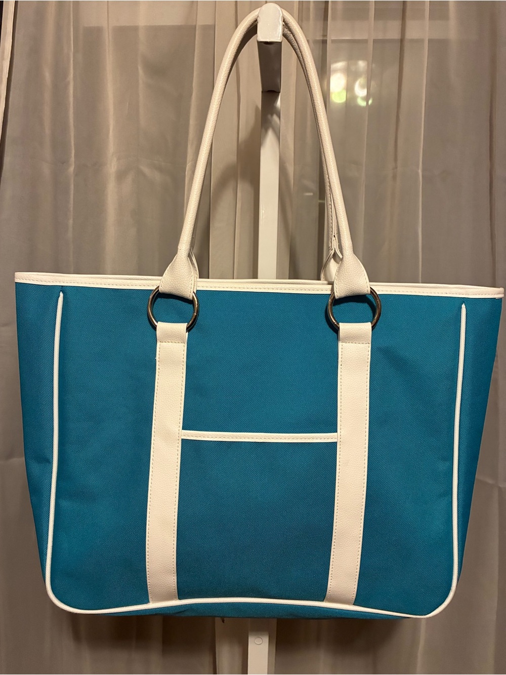 Lancôme Blue Canvas Tote Bag with White Trim NWOT